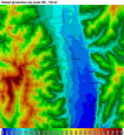 Vlădești elevation map