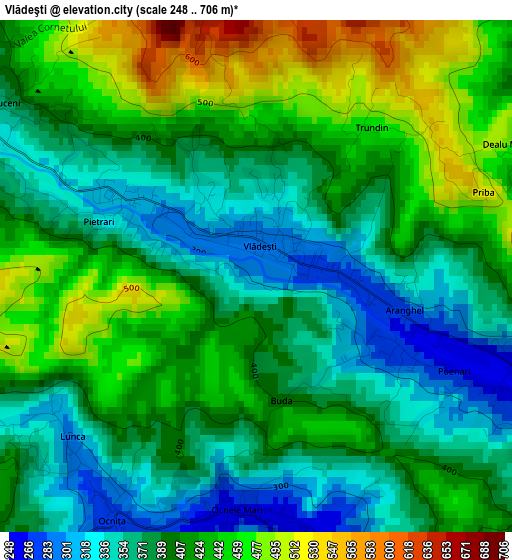 Vlădeşti elevation map