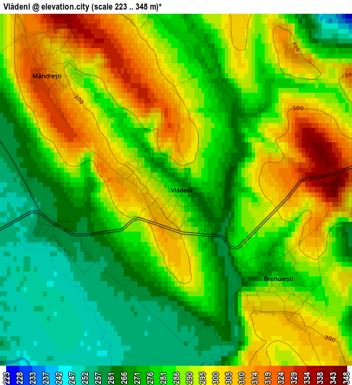 Vlădeni elevation map