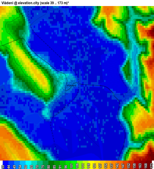 Vlădeni elevation map