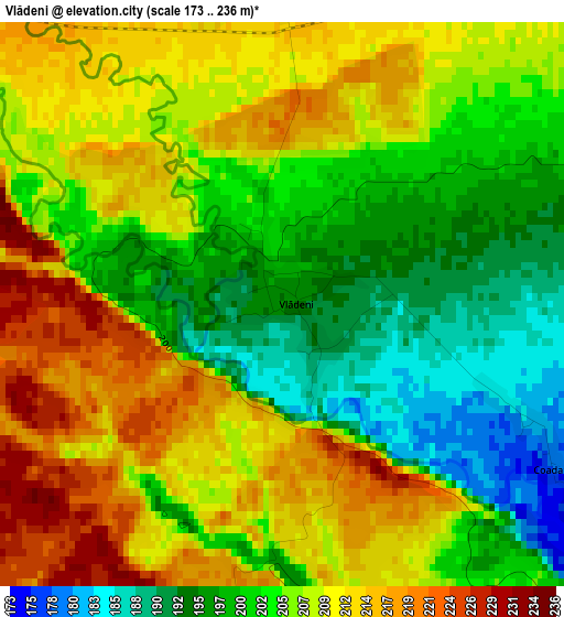 Vlădeni elevation map