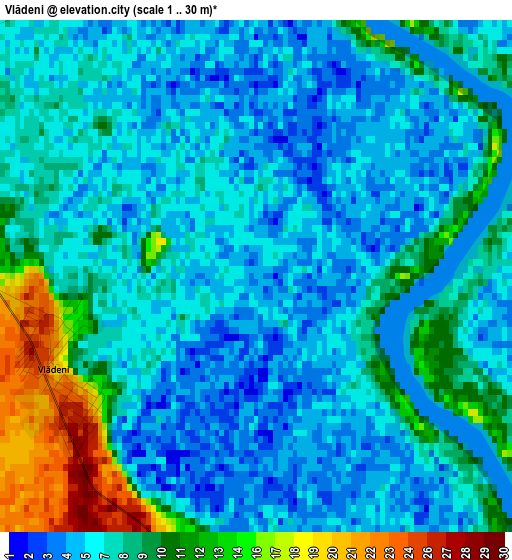 Vlădeni elevation map