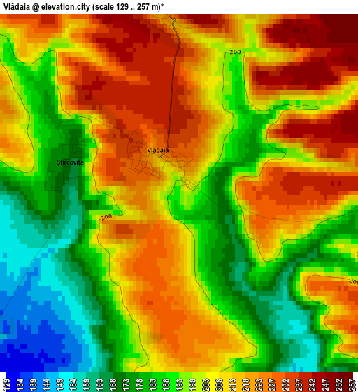 Vlădaia elevation map