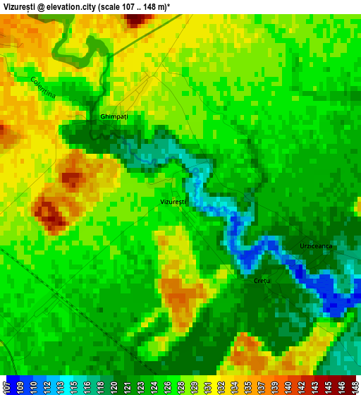 Vizurești elevation map