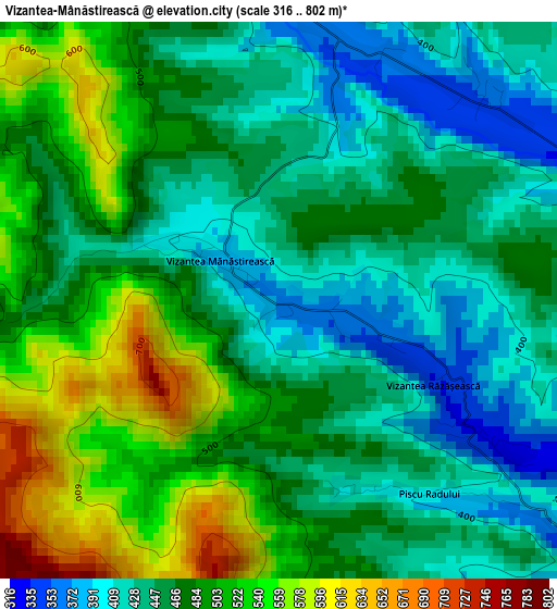 Vizantea-Mânăstirească elevation map