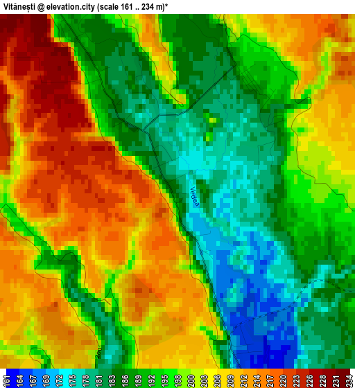 Vitănești elevation map