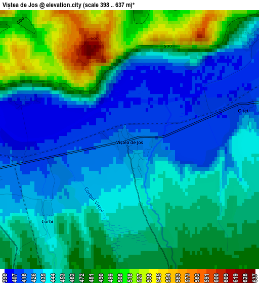 Viștea de Jos elevation map