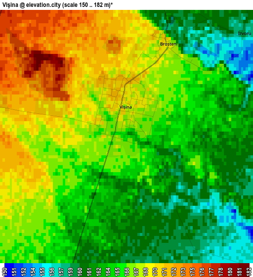 Vişina elevation map