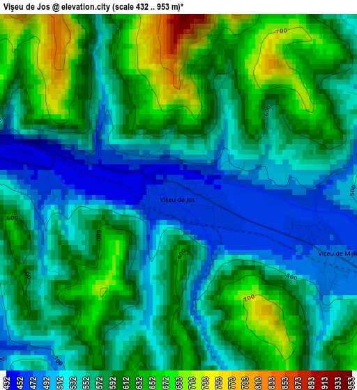 Vişeu de Jos elevation map