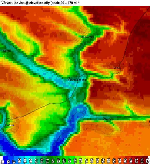 Vârvoru de Jos elevation map