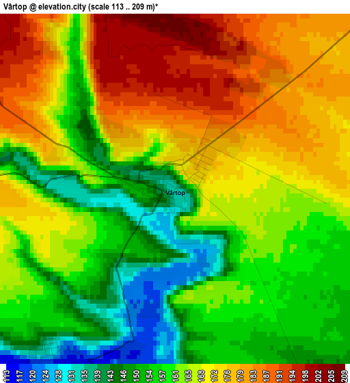 Vârtop elevation map