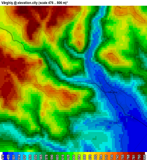 Vârghiş elevation map