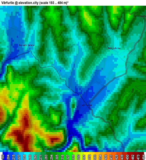 Vârfurile elevation map