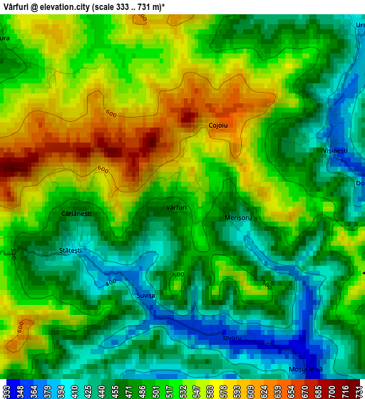 Vârfuri elevation map