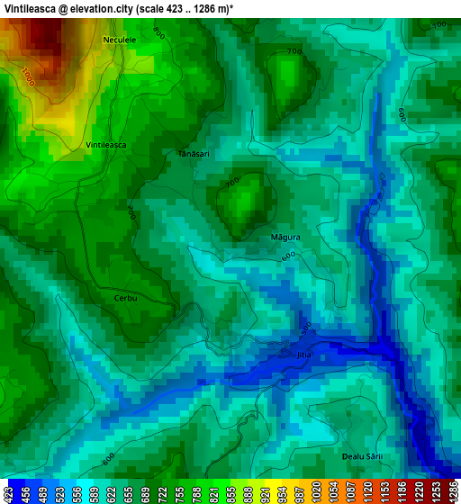 Vintileasca elevation map