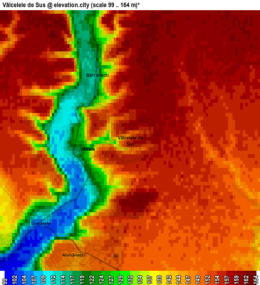 Vâlcelele de Sus elevation map