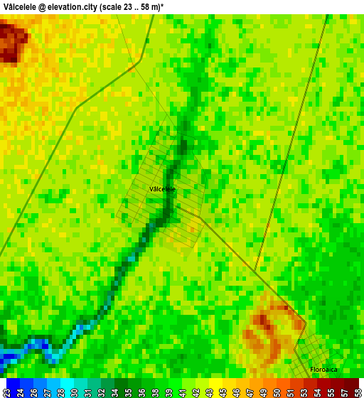 Vâlcelele elevation map