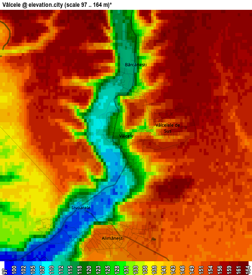 Vâlcele elevation map