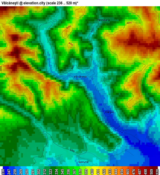 Vâlcăneşti elevation map