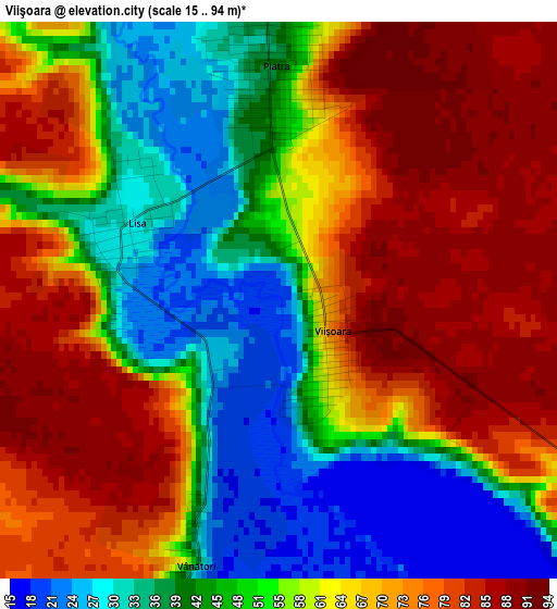 Viişoara elevation map