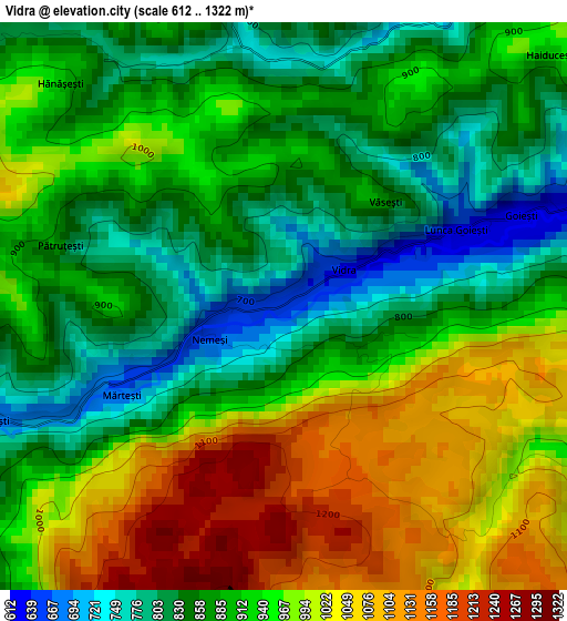 Vidra elevation map