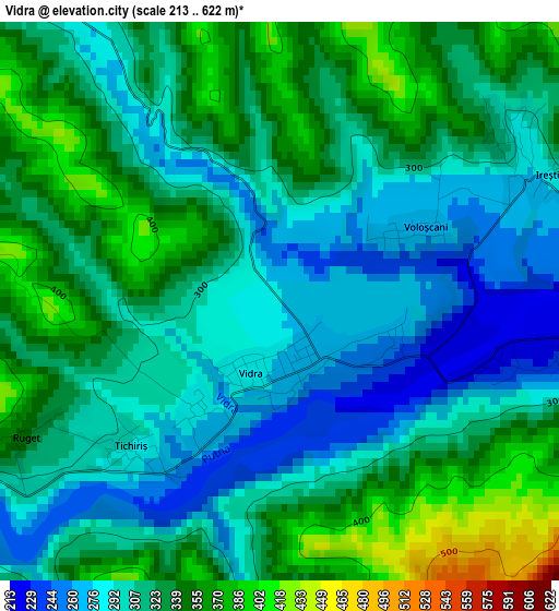 Vidra elevation map