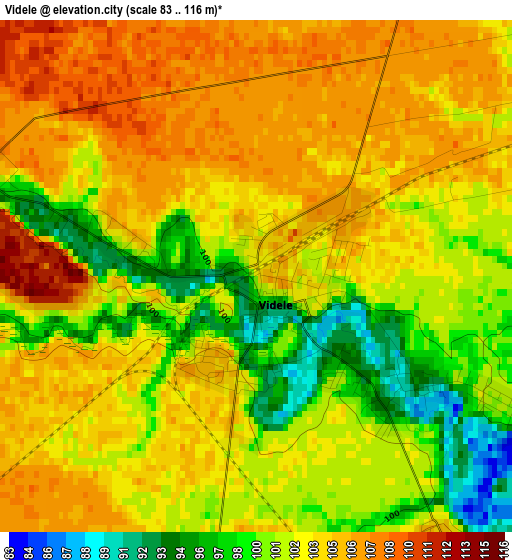 Videle elevation map