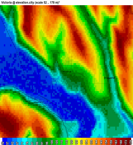 Victoria elevation map