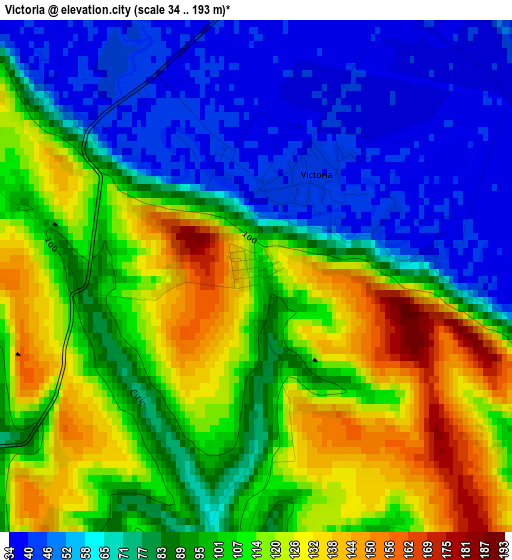 Victoria elevation map