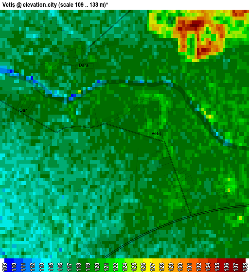 Vetiş elevation map