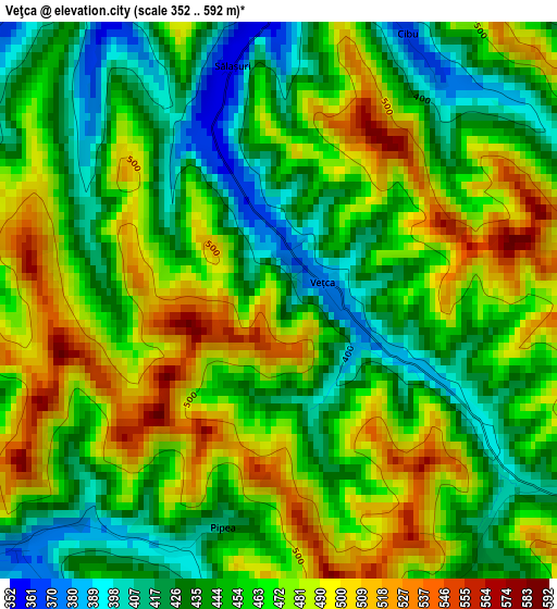 Veţca elevation map