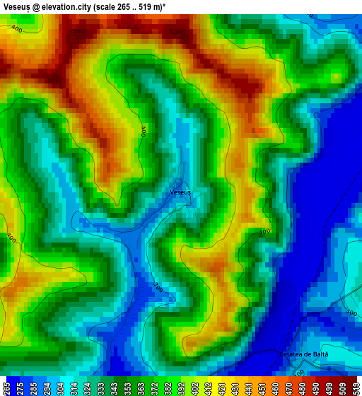 Veseuș elevation map