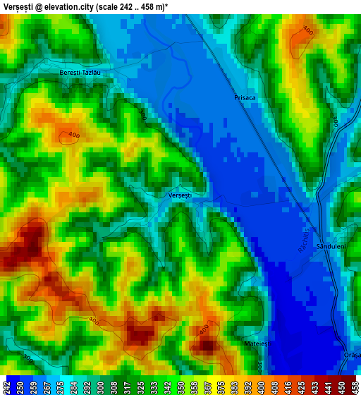 Verșești elevation map