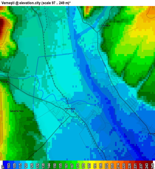 Verneşti elevation map