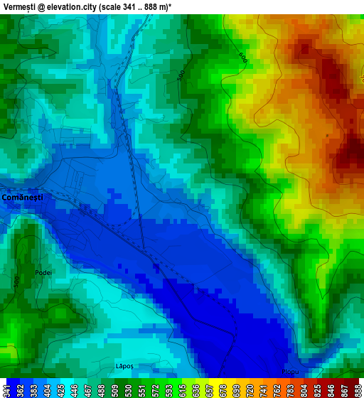 Vermești elevation map