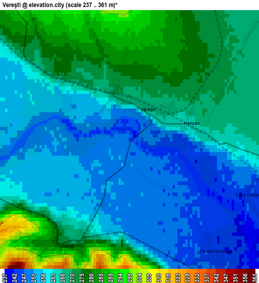 Vereşti elevation map