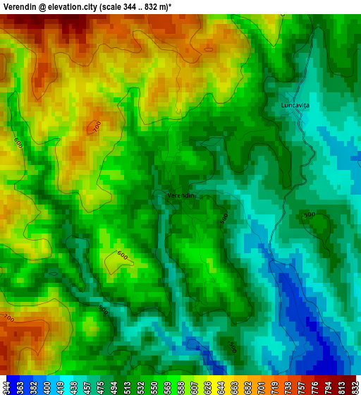 Verendin elevation map