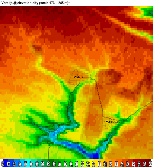 Verbiţa elevation map