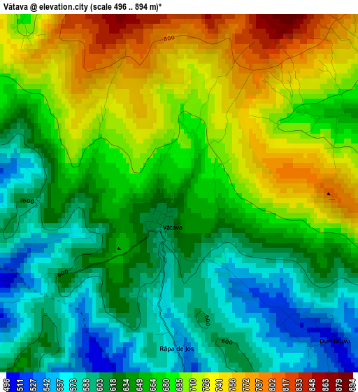 Vătava elevation map