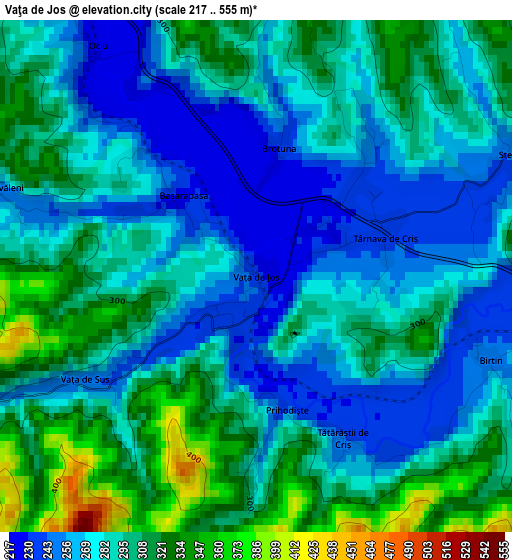 Vaţa de Jos elevation map