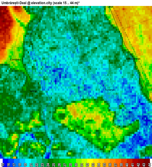 Umbrărești-Deal elevation map