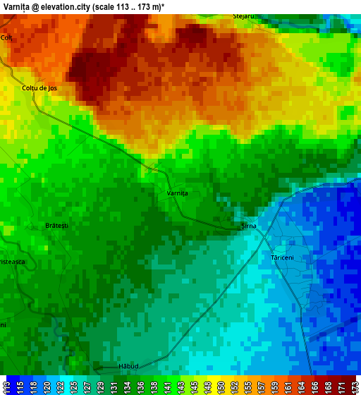 Varnița elevation map