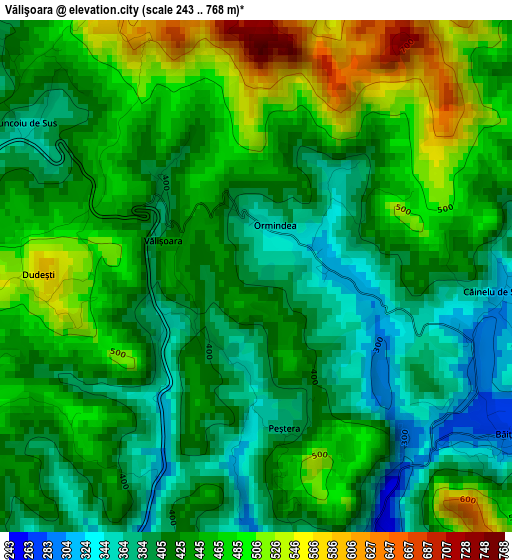 Vălişoara elevation map