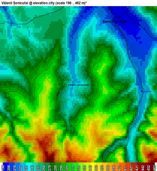 Vălenii Șomcutei elevation map