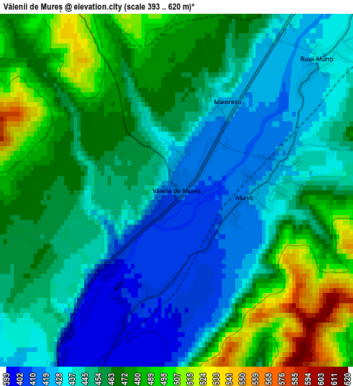 Vălenii de Mureș elevation map