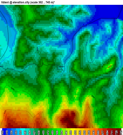 Văleni elevation map