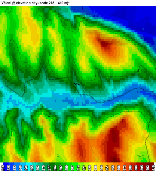 Văleni elevation map