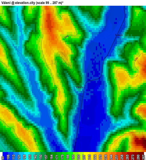 Văleni elevation map