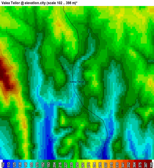 Valea Teilor elevation map