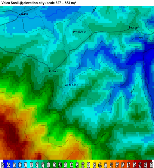 Valea Șoșii elevation map